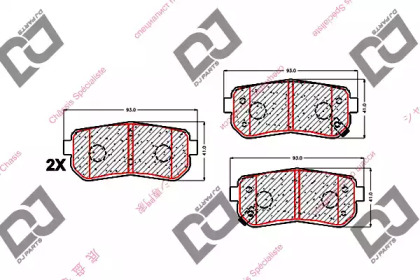 Комплект тормозных колодок, дисковый тормоз DJ PARTS BP1598